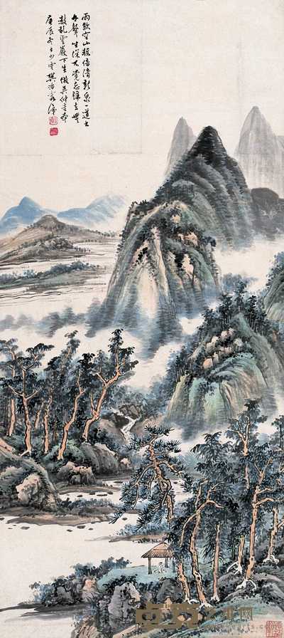 樊浩霖 1940年作 雨后山清 立轴 121.5×54cm